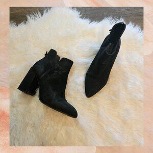 Steve Madden Black Suede Block Heel Ankle Boots
